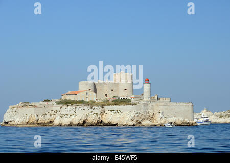France, Marseille, Chateau d'If, former prison cell w fireplace Stock ...