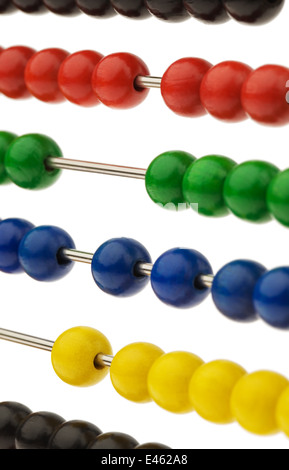 An abacus with colored beads as an assistance in counting Stock Photo