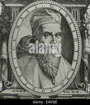 Pope Julius III (1487 – 1555). Pope from 7 February 1550 to his death in 1555. Engraving. Stock Photo