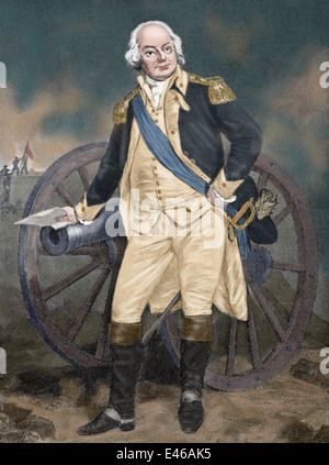 Benjamin Lincoln (1733-1810). American officer. Engraving. 19th century. Colored. Stock Photo