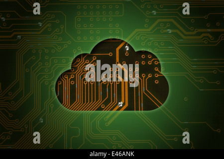 Cloud on circuit background, cloud computing concept Stock Photo