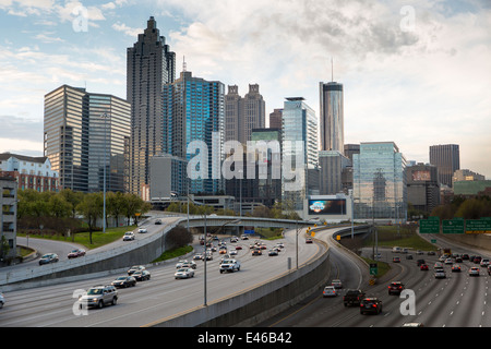 Interstate I-85 leading into Downtown Atlanta, Georgia, United States of America Stock Photo