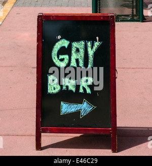 Sign for gay bar on 5th Avenue in the Hillcret district of San Diego, California, USA Stock Photo