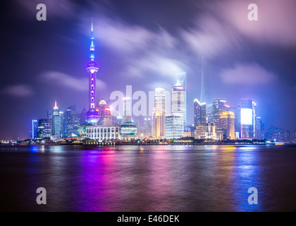 Shanghai, China cityscape viewed across the Huagnpu River. Stock Photo