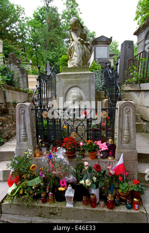 Grave of Frederic Chopin in Pere Lachaise cemetery, Paris, France, Europe Stock Photo