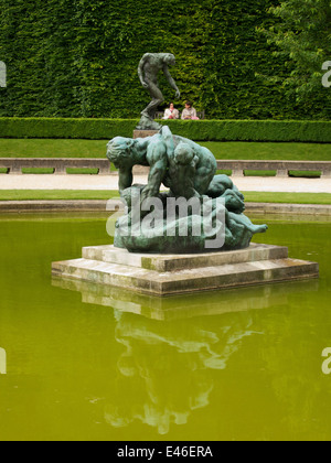 Rodin Museum, Paris, France, Europe - statue in a fountain pool in the gardens Stock Photo