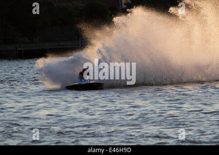 Thursday evenings Powerboat Racing Fixture at Oulton Broad, Suffolk, England, United Kingdom Stock Photo