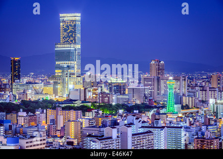 Osaka, Japan at Abeno District and Shinsekai District. Stock Photo