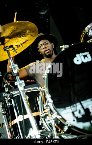 Toronto, Ontario, Canada. 3rd July, 2014. American pop punk band 'Plain White T's' performed at Molson Canadian Amphitheatre in Toronto. Band members: TOM HIGGENSON, DAVE TIRIO, TIM LOPEZ, MIKE RETONDO, DE'MAR HAMILTON Credit:  Igor Vidyashev/ZUMA Wire/Alamy Live News Stock Photo