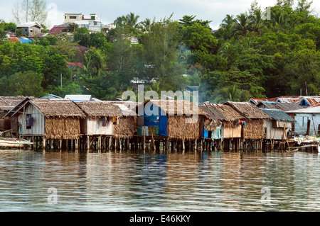 Port area with stilt nipa houses, Surigao, Mindanao, Philippines Stock Photo