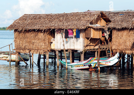 Port area with stilt nipa houses, Surigao, Mindanao, Philippines Stock Photo