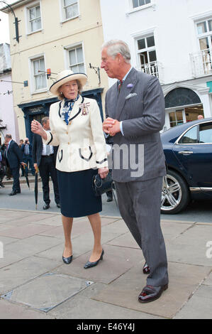 Brecon, Powys, Wales, UK. 4th July 2014. HRH & Shan Legg Bourke. Prince Charles visits the Welsh market town of Brecon on the last day of the royal ‘Summer visit to Wales: Celebrating Wales, Past, Present and Future.’ After a walk through the town centre, HRH viewed the magnificent decorative and ornate Victorian interior of the recently restored Grade II listed Plough Chapel. Credit:  Graham M. Lawrence/Alamy Live News. Stock Photo