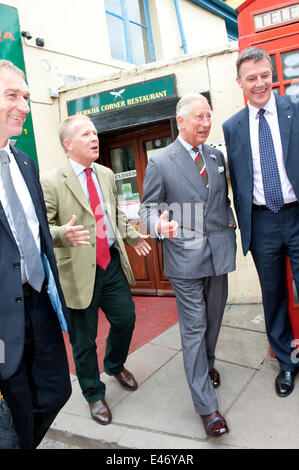 Brecon, Powys, Wales, UK. 4th July 2014. Prince Charles visits the Welsh market town of Brecon on the last day of the royal ‘Summer visit to Wales: Celebrating Wales, Past, Present and Future.’ After a walk through the town centre, HRH viewed the magnificent decorative and ornate Victorian interior of the recently restored Grade II listed Plough Chapel. Credit:  Graham M. Lawrence/Alamy Live News. Stock Photo