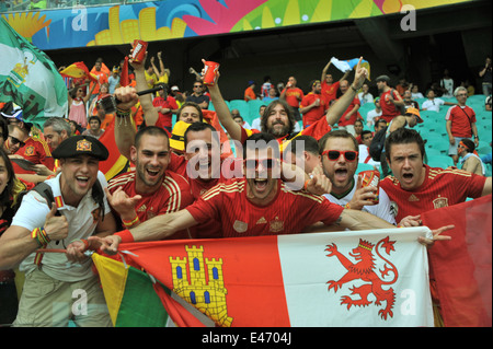 WM 2014, Salvador da Bahia, Holland vs. Spanien, Spanische Fans vor dem Spiel. Editorial use only. Stock Photo