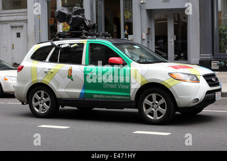 New York, USA, Car Camera with Google Maps Street View Stock Photo