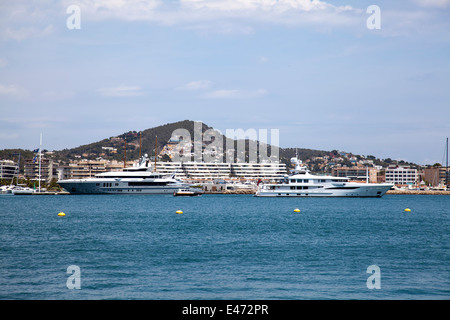 Harbour with Yachts in Ibiza Old Town - Ibiza - Spain Stock Photo