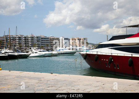 Harbour with Yachts in Ibiza Old Town - Ibiza - Spain Stock Photo
