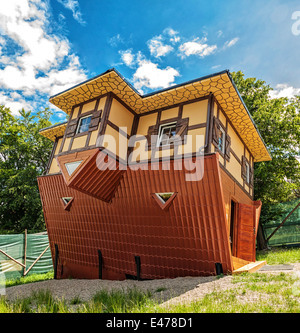 Upside-down house in fun park in Jastrzębia Góra, Poland Stock Photo