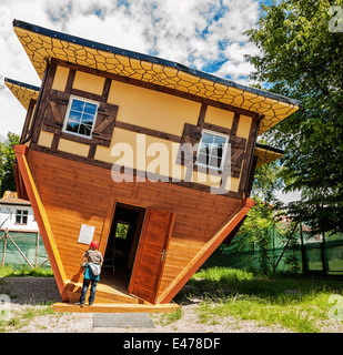 Upside-down house in fun park in Jastrzębia Góra, Poland Stock Photo