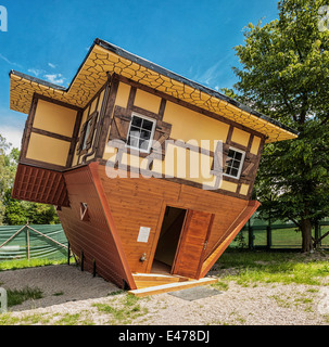 Upside-down house in fun park in Jastrzębia Góra, Poland Stock Photo