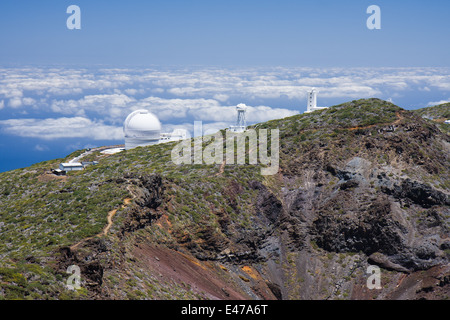 Telescopes at highest peak of La Palma, Canary Islands Stock Photo