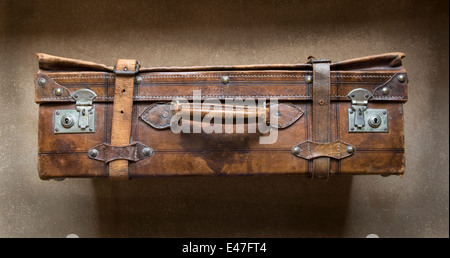 Old leather suitcase. Stock Photo