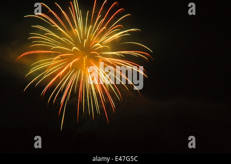 Fireworks over Lincoln, New Hampshire USA Stock Photo