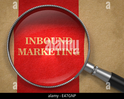 Inbound Marketing - Through Magnifying Glass Stock Photo