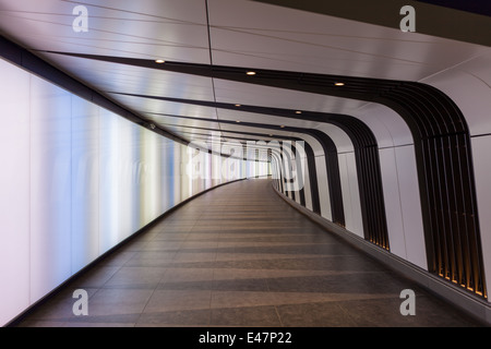 New pedestrian tunnel with integrated lightwall has opened at King's Cross Rail Station. Stock Photo