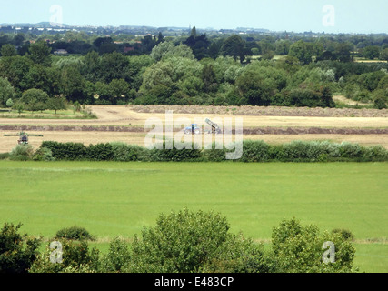 Dumping silt dredged from River Tone onto a field on Somerset Levels year after flooding Stock Photo