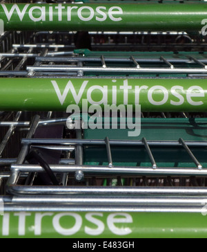 Waitrose supermarket trolleys, Somerset, England Stock Photo