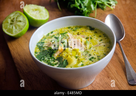 Chicken and coconut soup Stock Photo