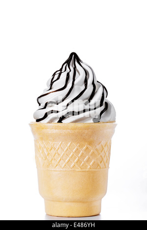 white ice-cream cone with chocolate Stock Photo