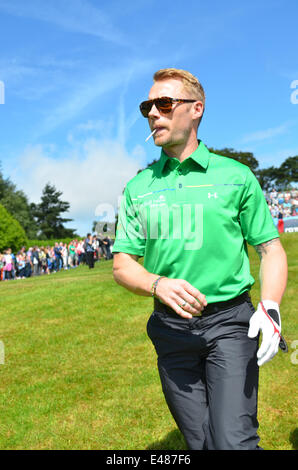 Newport, Wales. July 5th 2014. RONAN KEATING, Taking Part in The Celebrity Cup at the Celtic Manor Resort in Wales. ROBERT TIMONEY/Alamy LiveNews. Stock Photo