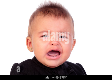 beautiful baby crying isolated on white Stock Photo