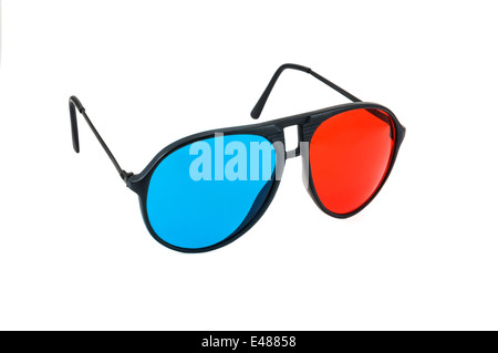 Red and Blue 3D glasses isolated on white background with clipping path Stock Photo