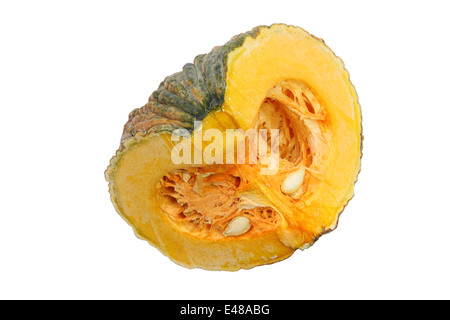 Fresh pumpkin to slice of isolated on white background. Stock Photo