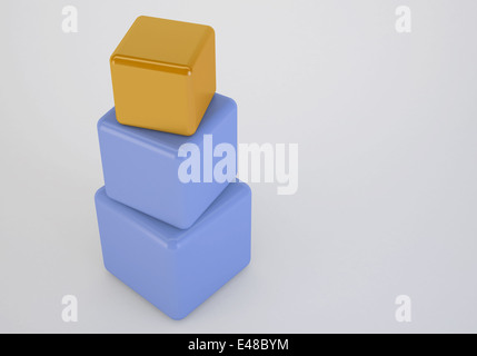 Orange box showing leader, 3d cubes stack concept Stock Photo