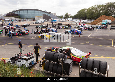 Tours, France. 05th July, 2014. Nascar's waiting for the start of the Tours Speedway, Tours, France. Stock Photo