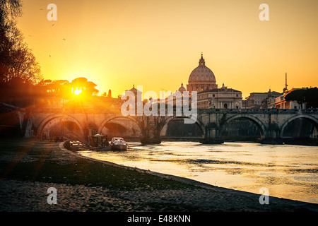 St. Peter's cathedral at sunset, Rome Stock Photo