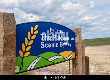 Washington, The Palouse Scenic Byway, Welcome Sign Stock Photo