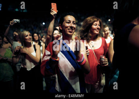 Cuban Orquesta Buena Vista Social Club feat. Omara Portuondo performs at Forest Theatre in Thessaloniki, Greece on Adios Tour, their last worldwide tour. Saturday, July 5, 2014 Stock Photo