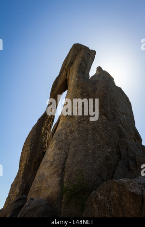 rock formation in the black hills of south Dakota, needle's eye rock in Custer state park Stock Photo