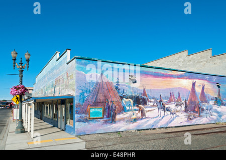 Washington, Toppenish, downtown, historical wall mural Stock Photo