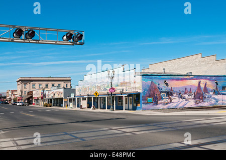 Washington, Toppenish, downtown, historical wall mural Stock Photo