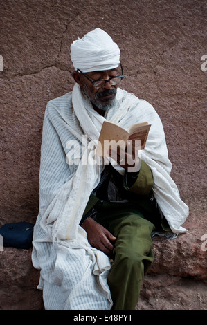 Orthodox man reading a religious book ( Ethiopia) Stock Photo