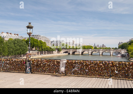 Love locks on the Pont des Arts, Paris. Stock Photo