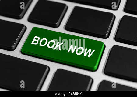 book now green button on keyboard, business concept Stock Photo