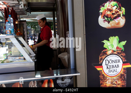 Doner Kebab, Halal, fast food stall, Old town Prague Czech Republic Stock Photo