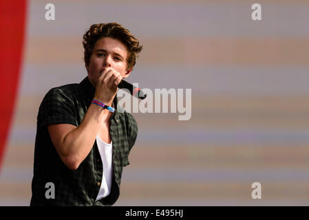 London, UK, 06/07/2014 : The Vamps play British Summertime Hyde Park. Persons Pictured: Bradley Simpson, Bradley Will Simpson. Picture by Julie Edwards Stock Photo